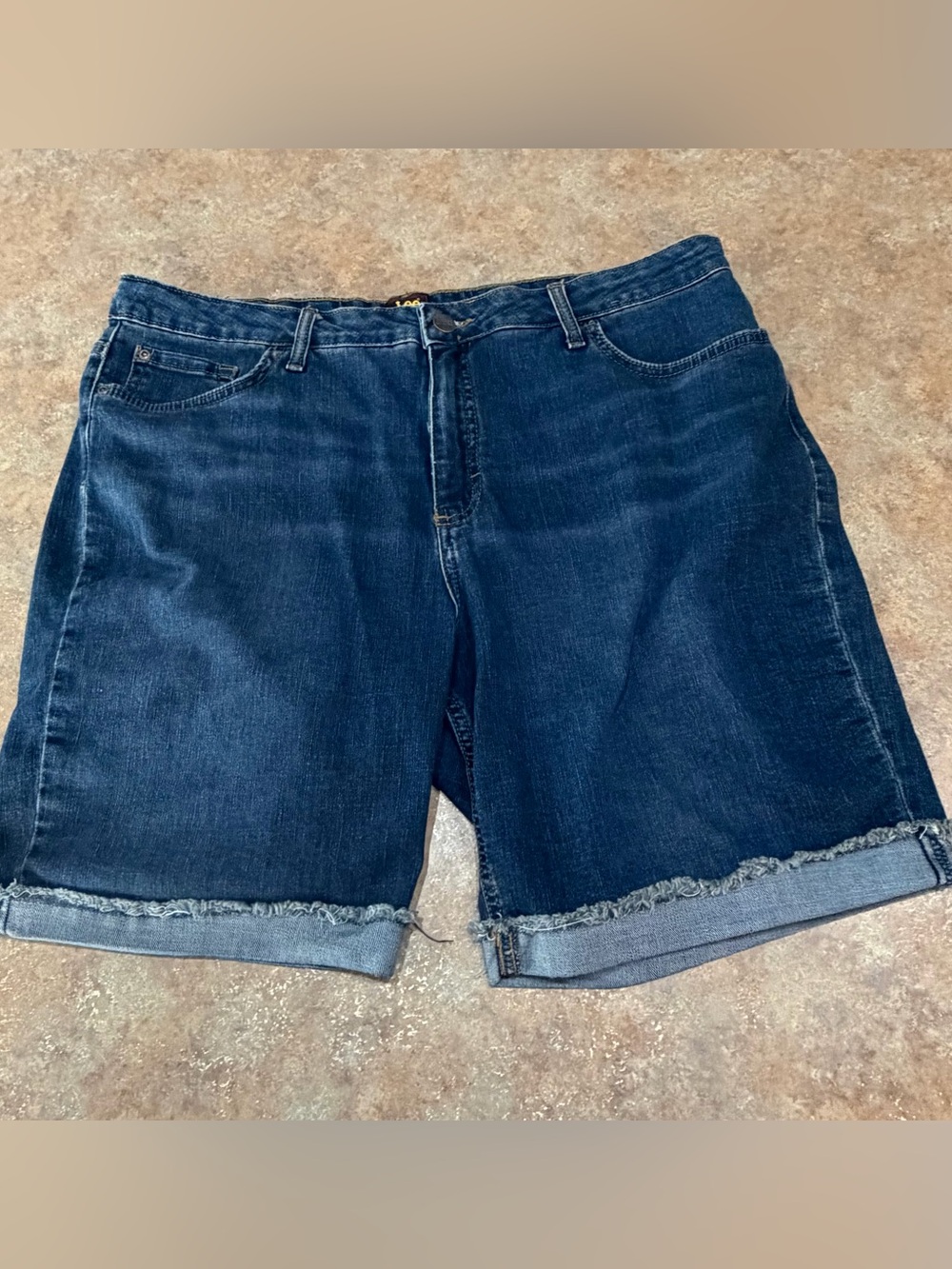 Lee Blue Denim Shorts with Golden Stitching